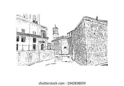 Havana is Cuba’s capital city. Hand drawn sketch illustration in vector.