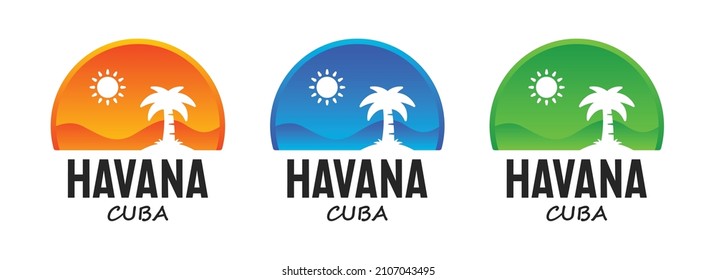 Havana city in Cuba vibes t-shirt and apparel vector logo design, print, typography, poster, emblem with palm trees.