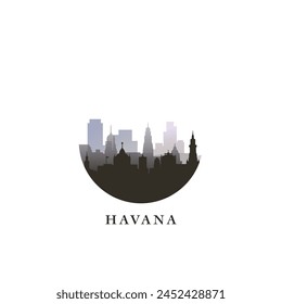Havanna Stadtbild, Gradient Vektorgrafik Abzeichen, flache Skyline Logo, Ikone. Kuba Stadt rund Emblem Idee mit Wahrzeichen und Bausilhouetten. Isolierte Grafik