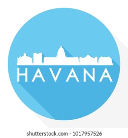 Havana Cuba Flat Icon Skyline Silhouette Design City Vector Art.