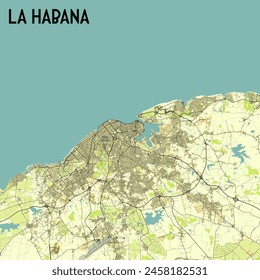 La Habana, Cuba mapa poster art