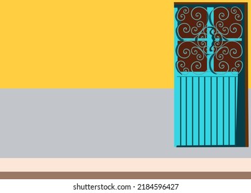 Havana Cuba street background. Abstract architecture illustration with bright modern colors . Modern building vector art drawing, cover, template.