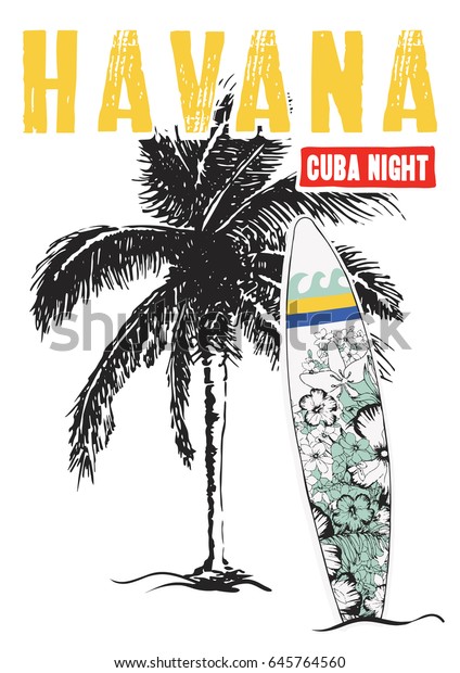 havana cuba\
tropical graphic for t shirt\
print