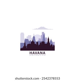 Havana logo with skyline, cityscape retro vector icon. Cuba city horizon, facade, travel logotype