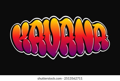 Habana - letras de una sola palabra, estilo graffiti. Logotipo dibujado a mano de Vector. Camiseta divertida de la impresión del estilo del graffiti de la moda, ciudad de La Habana, concepto del cartel