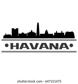 Havana Skyline Silhouette Skyline Stamp Vector City Design