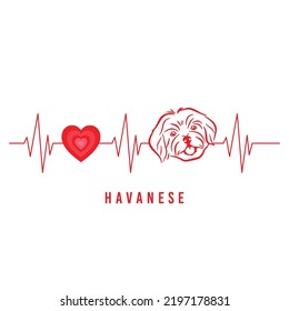 Havanese heartbeat dog Havanese lovers cool design