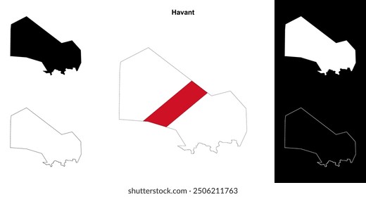 Havant blank outline map set