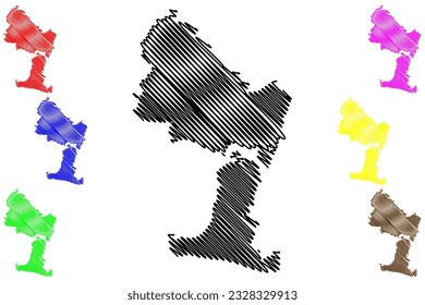 Havant Non-metropolitan district, Borough (United Kingdom of Great Britain and Northern Ireland, ceremonial county Hampshire or Hants, England) map vector, scribble sketch Havant and Waterloo map