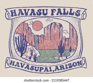 Havasu falls graphic print design for t shirt, poster, sticker and others.
