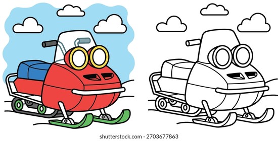 I have analyzed your image. It is a high-quality vector illustration suitable for children's coloring books or educational materials about winter transportation.