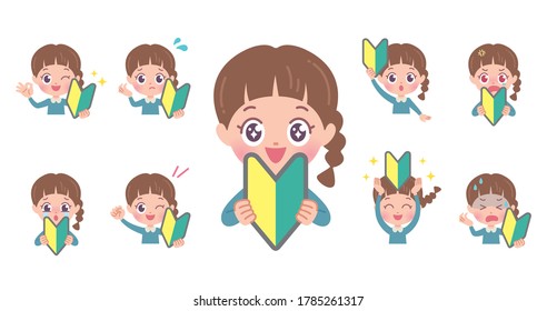 Tener marca de principiante Ilustración de la parte superior del cuerpo de una chica.El arte vectorial es tan fácil de editar.