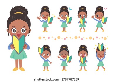 Have beginner mark
Illustration of the whole body of a girl.Vector art so easy to edit.