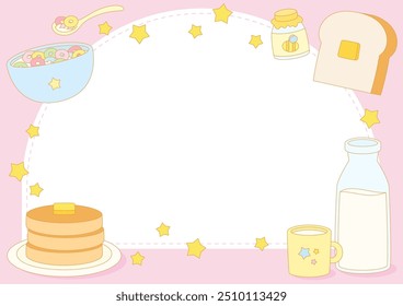 vamos ter panqueca de geleia de pão e cereal para quadro tema café da manhã, ilustração vetorial