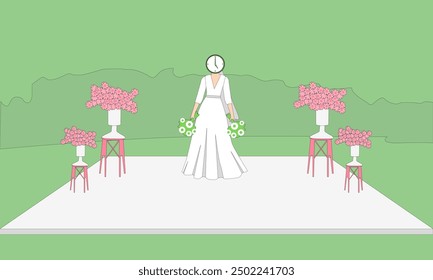 I have created a character of a bride holding flowers