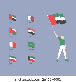 I have created a character of a man waving the flag of Arab countries, namely UAE