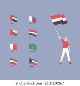 I have created a character of a man waving the flag of Arab countries, namely iraq