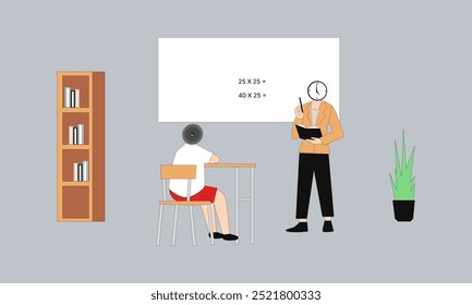 Ich habe eine Figur eines Schülers geschaffen, der in der Schule studiert
