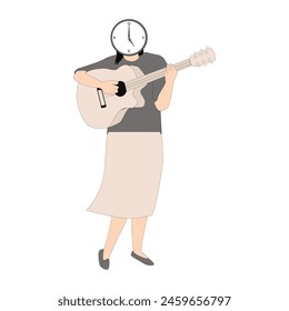 I have created a female character who plays the guitar