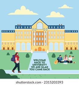 I have created a vector file on the topic 'Coming Back to University.' This illustrated file is suitable for both individuals and business purposes.