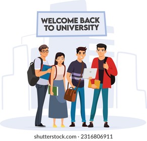 I have designed a vector file portraying the phrase "Welcome back to university." This illustration is versatile and suitable for both personal and professional use. Its adaptability allows it to be u