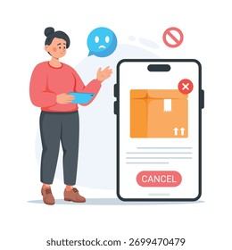 Tenga un ojo en este concepto ilustración plana de cancelación de pedidos en línea