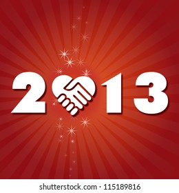 Have a friendly and lovely New Year 2013 Happy new year's eve with shaking hand heart icon