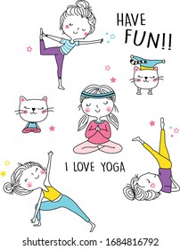 have fun. i love yoga. tees vector graphic design