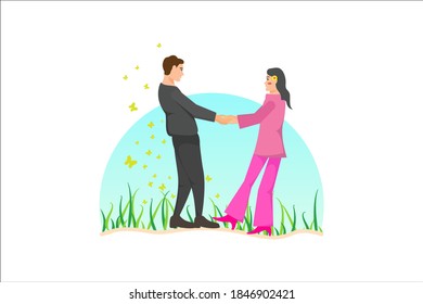 have fun with partner flat vector illustrations