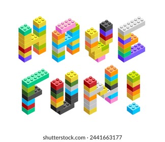 Have fun! Vector words made from construction blocks