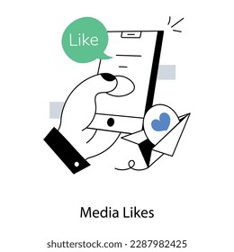 Echen un vistazo a la ilustración plana de los "me gusta" de los medios 
