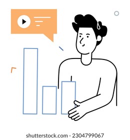 Have a glimpse of trendy sketchy illustration of video analytics