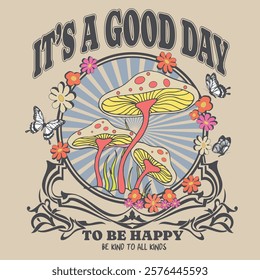 Have a good day! Nice day wishes card. Cute floral frame. Best wishes banner.