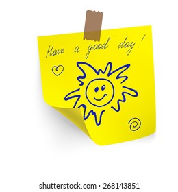 Have a good day on yellow sticker paper note