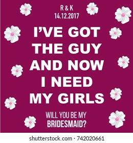 I have got the guy and now i need my girls question card square shape Romantic design. Hand written text with floral decoration. Vector template. 