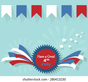 Have a great 4th July. Modern flat design with copy space vector.
