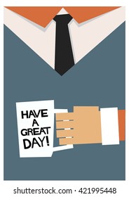 Have a Great day (Man Holding Coffee Cup Vector Illustration)