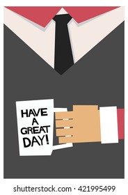 Have a Great day (Man Holding Coffee Cup Vector Illustration)