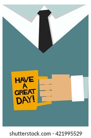 Have A Great Day (Man Holding Coffee Cup Vector Illustration)