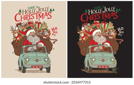 Have a Holly Jolly Christmas, Santa Claus, Christmas Day, Vector Illustration