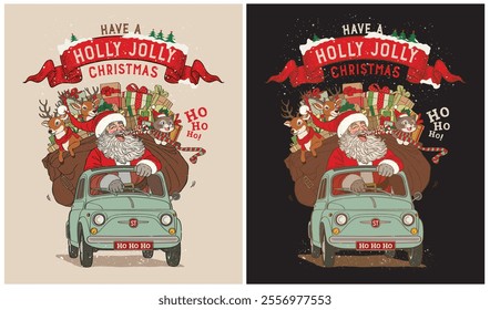 Have a Holly Jolly Christmas, Santa Claus, Christmas Day, Vector Illustration