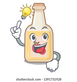 Have an idea bottle apple cider above cartoon table