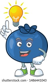 Have an idea cartoon sweet blueberry character on white background