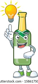 Have an idea cute champagne green bottle on a cartoon style