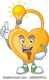 Have an idea cute gesture love padlock on a cartoon style