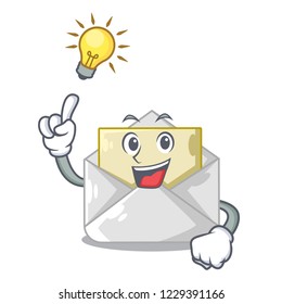Have an idea envelope opened on shape white mascot