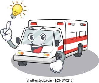 Have an idea gesture of ambulance cartoon character design