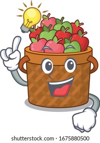 Have an idea gesture of apple basket mascot character design