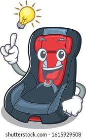 Have an idea gesture of baby car seat cartoon character design