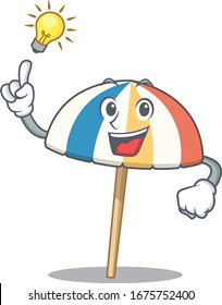 Have an idea gesture of beach umbrella mascot character design